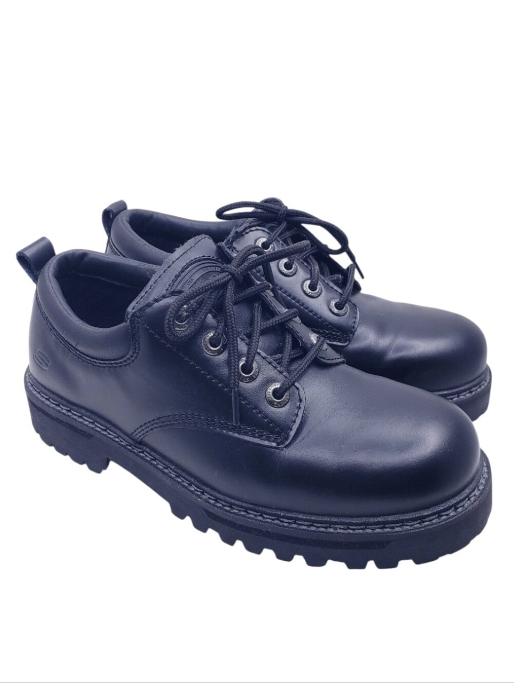 Skechers Black Leather Lug Sole Lace Up Oxford Vintage Shoes Men's Size 8